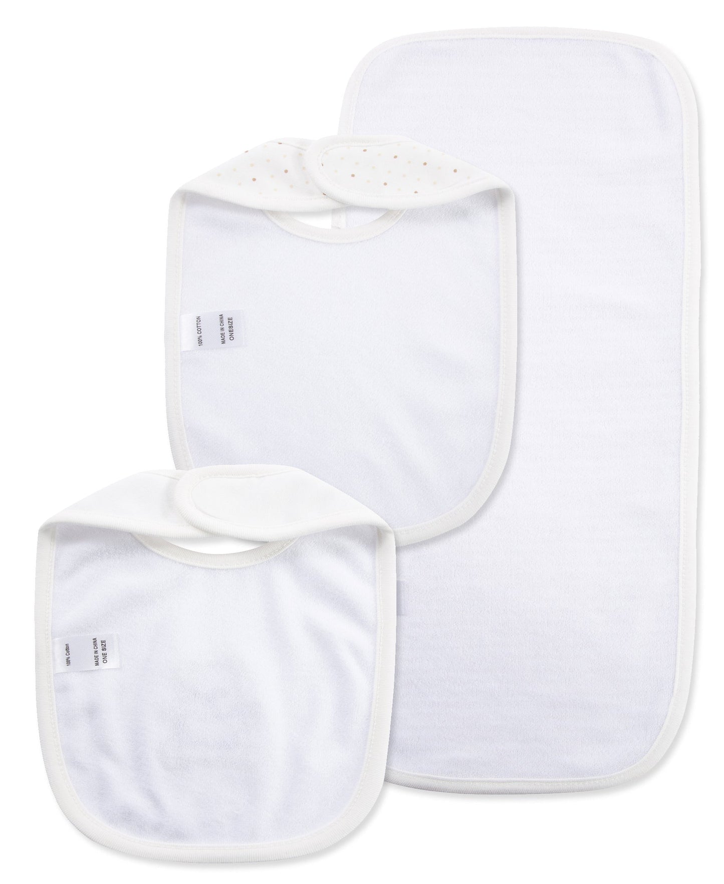 Little Me Gentle Bear Bib & Burp Set - Ivory, One Size