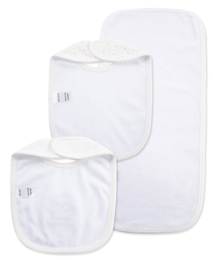Little Me Gentle Bear Bib & Burp Set - Ivory, One Size