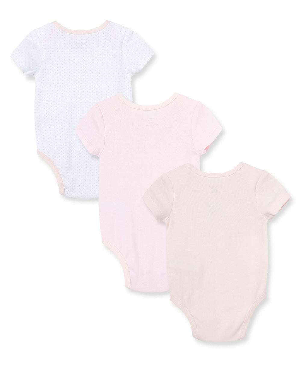 Little Me Sweet Bear 3-Pack Bodysuits - Pink Multi, NB