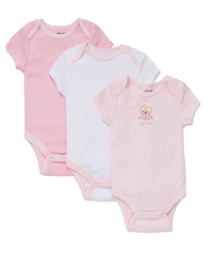 Little Me Sweet Bear 3-Pack Bodysuits - Pink Multi, NB
