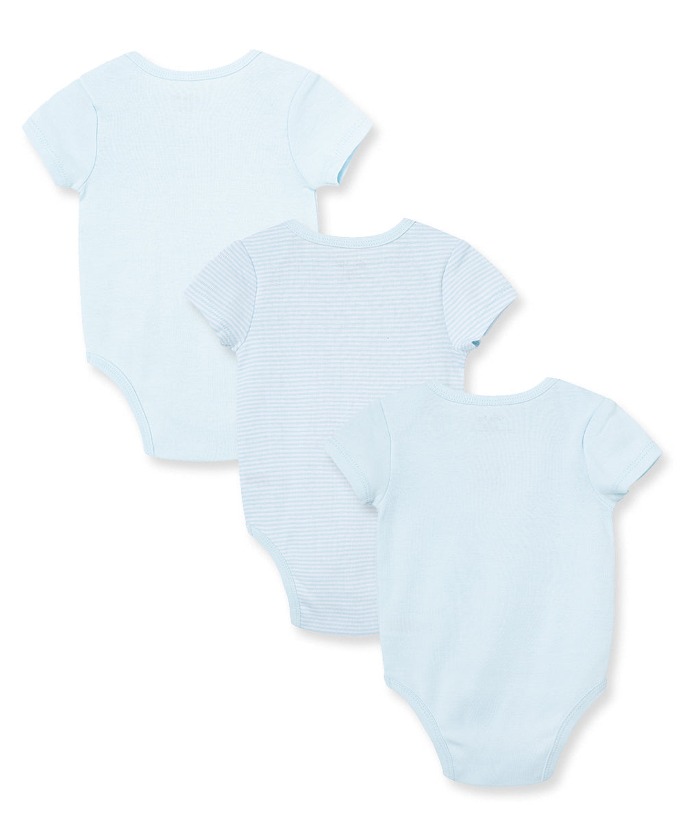 Little Me Cute Bear 3-Pack Bodysuits - Blue Multi, 3M