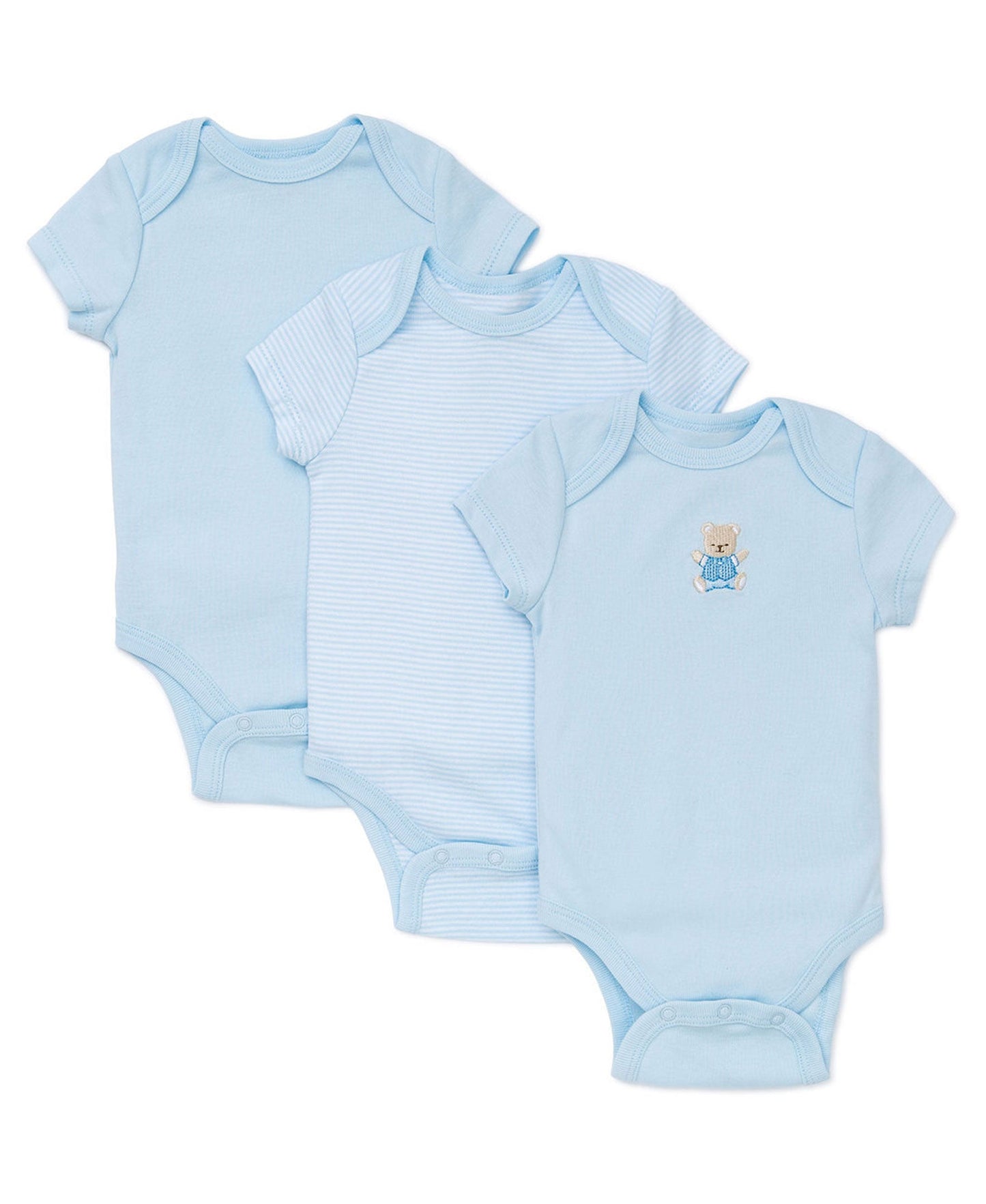 Little Me Cute Bear 3-Pack Bodysuits - Blue Multi, 3M