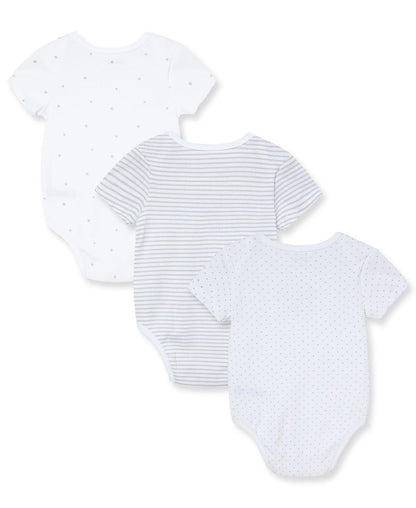 Little Me Welcome to the World 3-Pack Bodysuits - White Print, NB