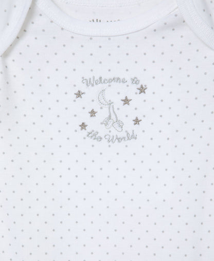 Little Me Welcome to the World 3-Pack Bodysuits - White Print, NB