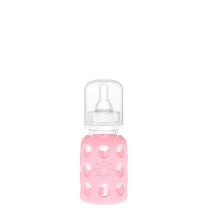 Lifefactory 4oz Glass Baby Bottle with Silicone Sleeve - Pink
