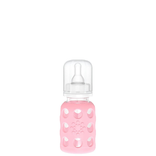 Lifefactory 4oz Glass Baby Bottle with Silicone Sleeve - Pink