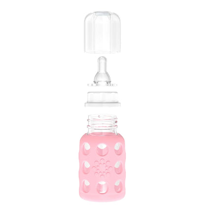Lifefactory 4oz Glass Baby Bottle with Silicone Sleeve - Pink
