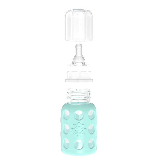 Lifefactory 4oz Glass Baby Bottle with Silicone Sleeve - Mint