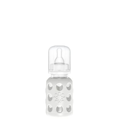 Lifefactory 4oz Glass Baby Bottle with Silicone Sleeve - Stone Gray