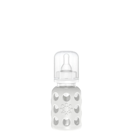 Lifefactory 4oz Glass Baby Bottle with Silicone Sleeve - Stone Gray