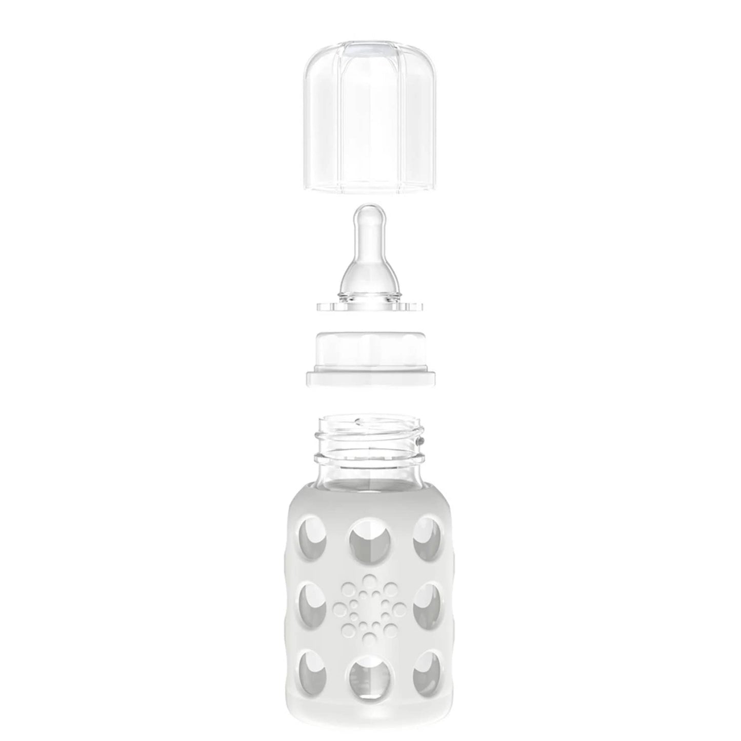Lifefactory 4oz Glass Baby Bottle with Silicone Sleeve - Stone Gray