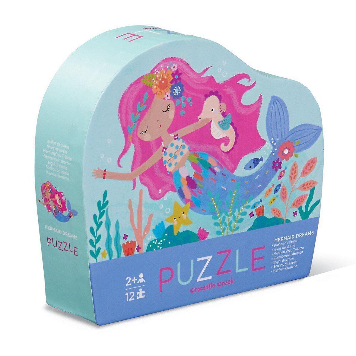 Crocodile Creek 12-Piece Mini Shaped Box Puzzle - Mermaid Dreams
