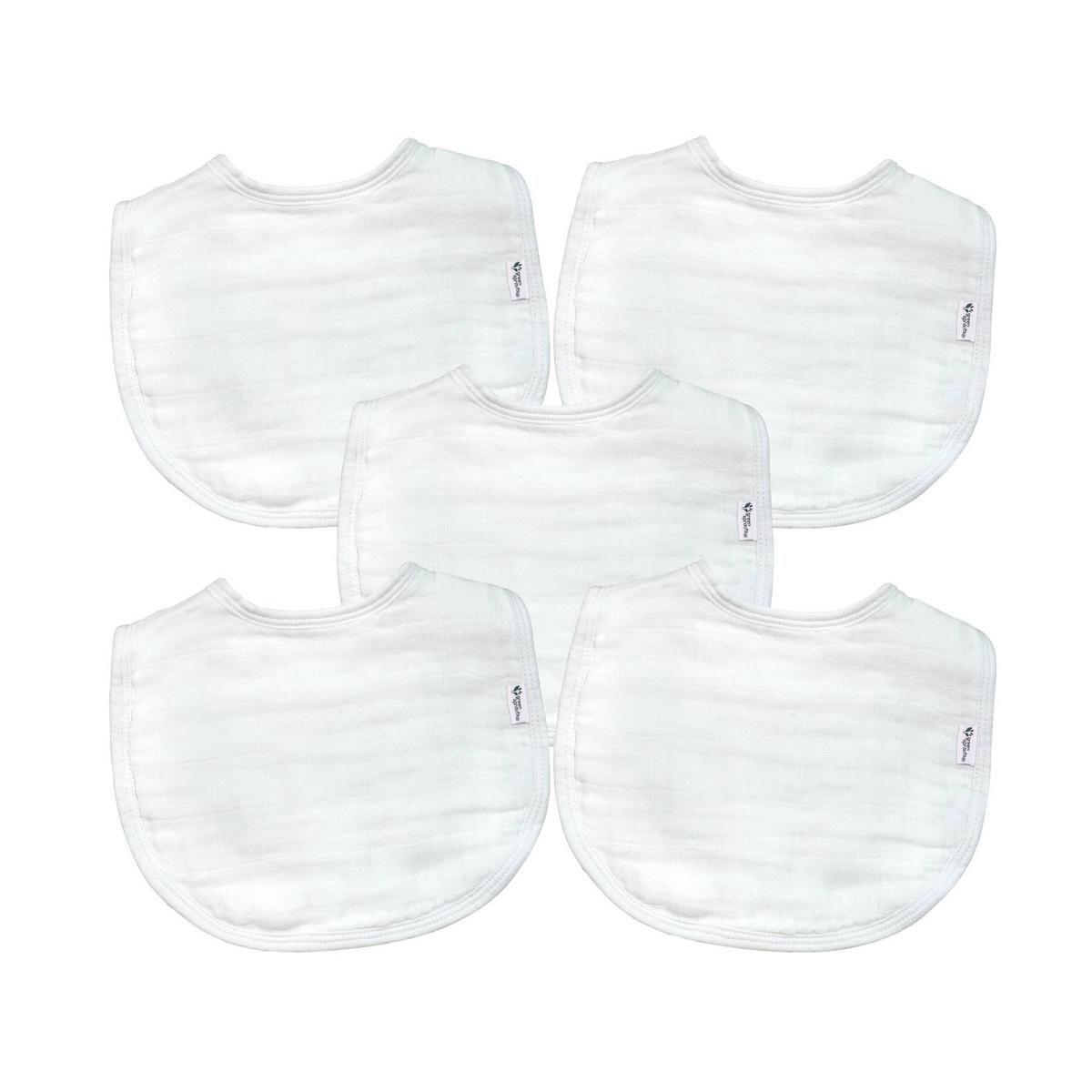Green Sprouts Organic Cotton Muslin Bibs 5-Pack - White Set
