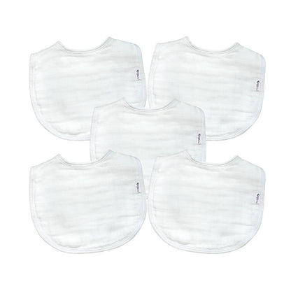 Green Sprouts Organic Cotton Muslin Bibs 5-Pack - White Set