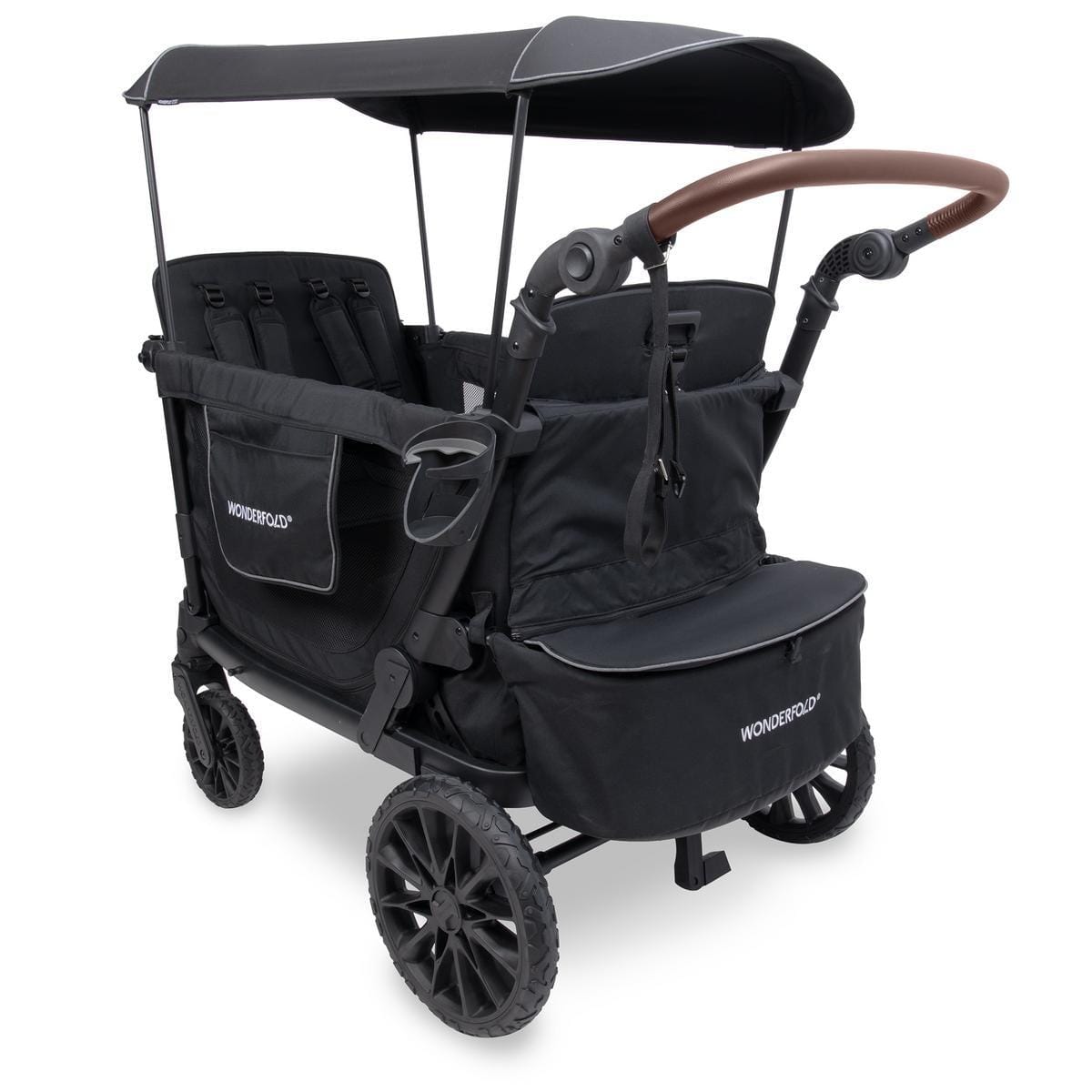 WonderFold OPEN BOX L4 Quad (4 Seater) Stroller Wagon - Black - L4-BLK-ob