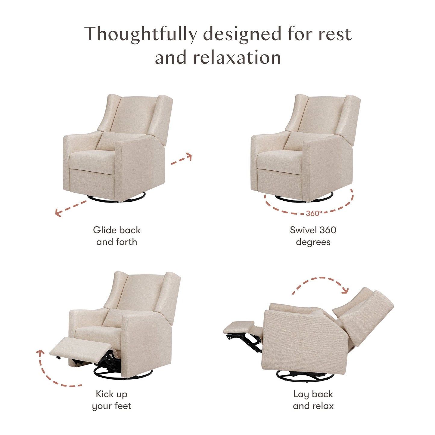 Babyletto Kiwi Recliner and Swivel Glider - Performance Beach Eco-Weave - M11277PBEW