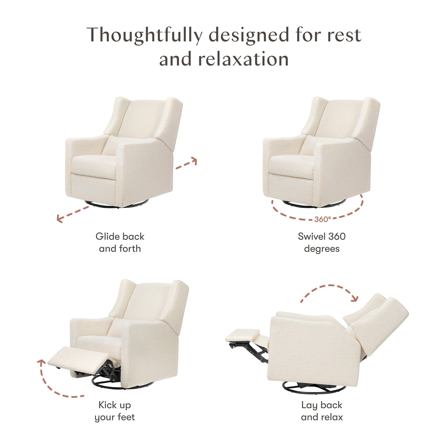 Babyletto Kiwi Recliner and Swivel Glider - Performance Ivory Boucle - M11277PWB