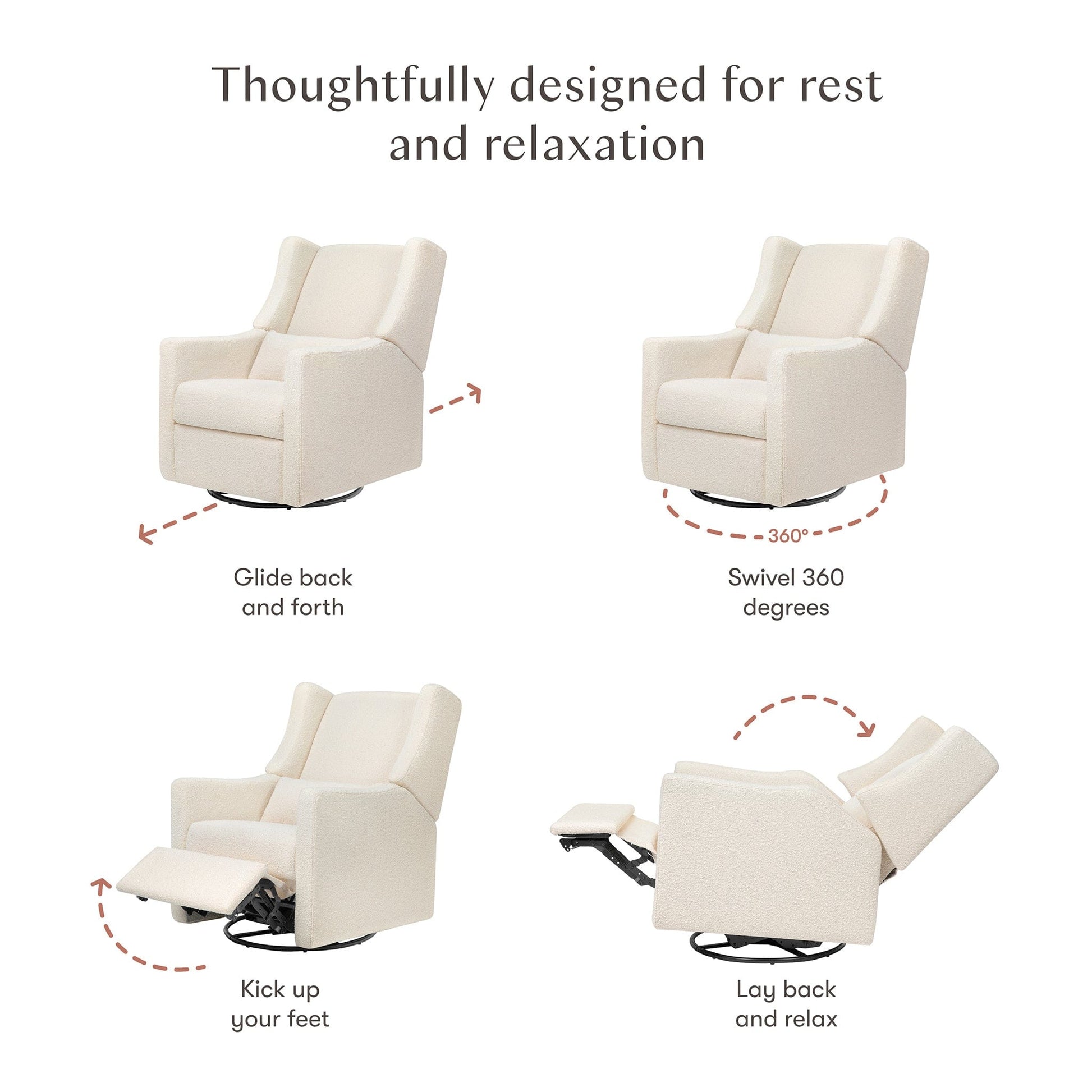 Babyletto Kiwi Recliner and Swivel Glider - Performance Ivory Boucle - M11277PWB