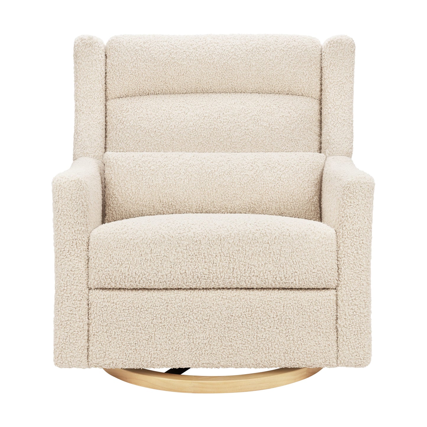 Babyletto Kiwi Plus Chair and a Half Power Recliner and Swivel Glider with Power Adjustable Headrest and USB Port - Almond Teddy Loop with Light Wood Base