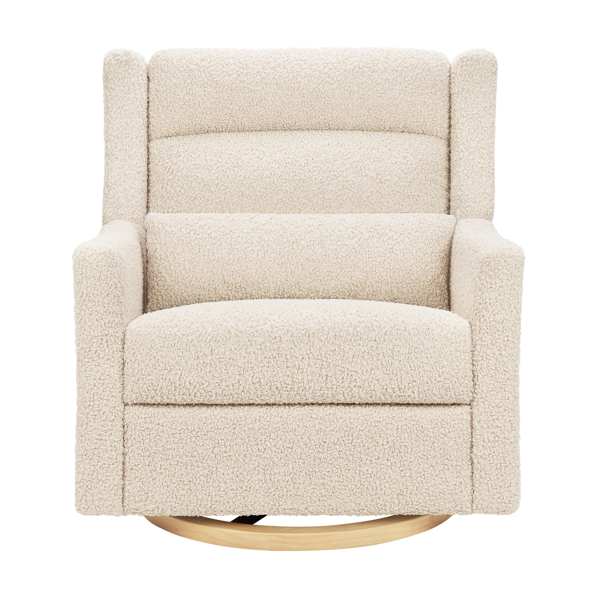 Babyletto Kiwi Plus Chair and a Half Power Recliner and Swivel Glider with Power Adjustable Headrest and USB Port - Almond Teddy Loop with Light Wood Base