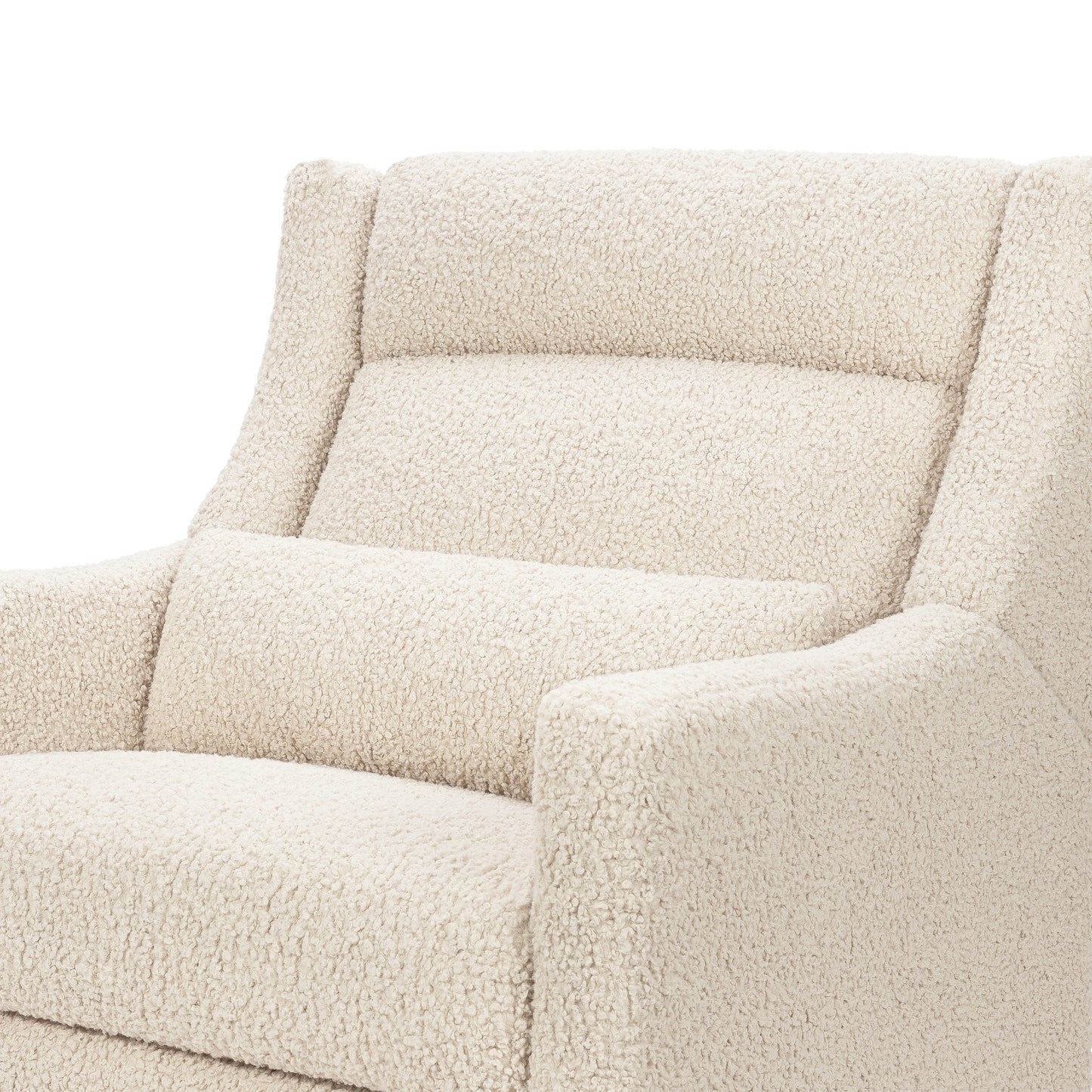 Babyletto Kiwi Plus Chair and a Half Power Recliner and Swivel Glider with Power Adjustable Headrest and USB Port - Almond Teddy Loop with Light Wood Base