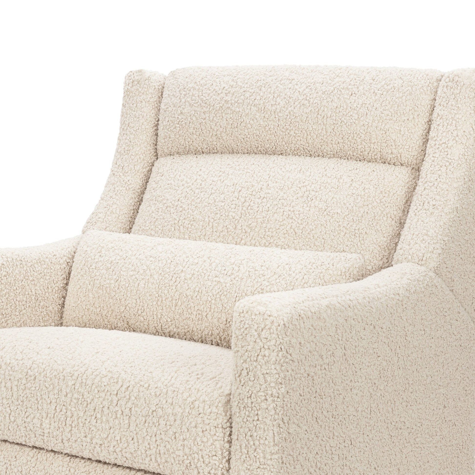 Babyletto Kiwi Plus Chair and a Half Power Recliner and Swivel Glider with Power Adjustable Headrest and USB Port - Almond Teddy Loop with Light Wood Base
