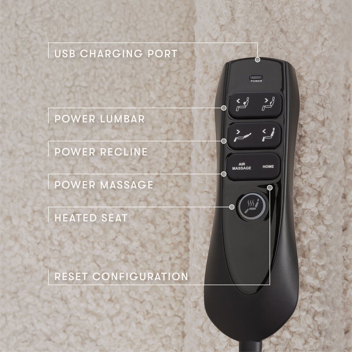 Babyletto Kiwi Deluxe Power Recliner and Swivel Glider with Heat and Massage - Almond Teddy Loop - M11283AT