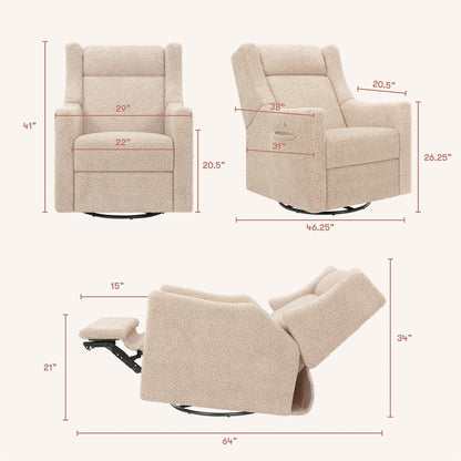 Babyletto Kiwi Deluxe Power Recliner and Swivel Glider with Heat and Massage - Chai Shearling - M11283CSG