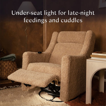 Babyletto Kiwi Deluxe Power Recliner and Swivel Glider with Heat and Massage - Chai Shearling - M11283CSG