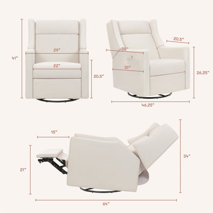 Babyletto Kiwi Deluxe Power Recliner and Swivel Glider with Heat and Massage - Performance Cream Eco-Weave - M11283PCMEW