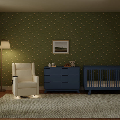 Babyletto Kiwi Deluxe Power Recliner and Swivel Glider with Heat and Massage - Performance Ivory Boucle - M11283PWB