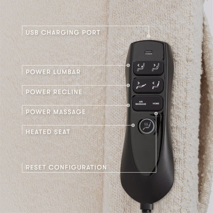 Babyletto Kiwi Deluxe Power Recliner and Swivel Glider with Heat and Massage - Performance Ivory Boucle - M11283PWB