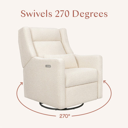 Babyletto Kiwi Plus Electric Recliner Swivel Glider w/ Adjustable Headrest + USB Port - Performance Ivory Boucle - M11286PWB