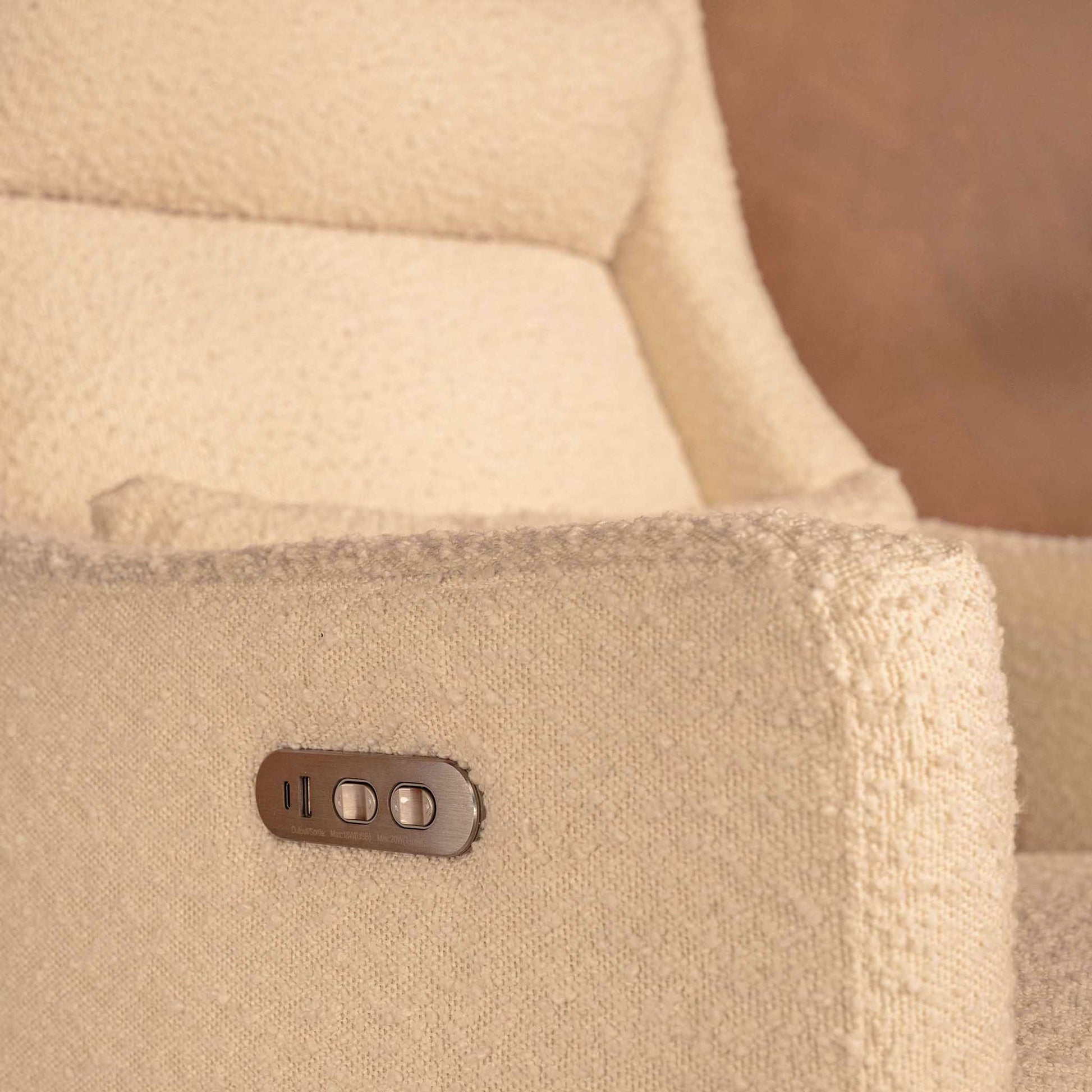 Babyletto Kiwi Plus Electric Recliner Swivel Glider w/ Adjustable Headrest + USB Port - Performance Ivory Boucle - M11286PWB