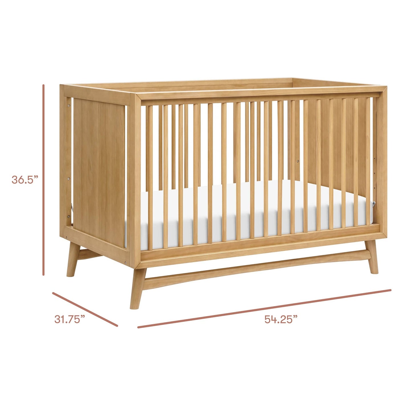 Babyletto Peggy Mid-Century 3-in-1 Convertible Crib w/Toddler Bed Conversion Kit - Honey - M15401HY