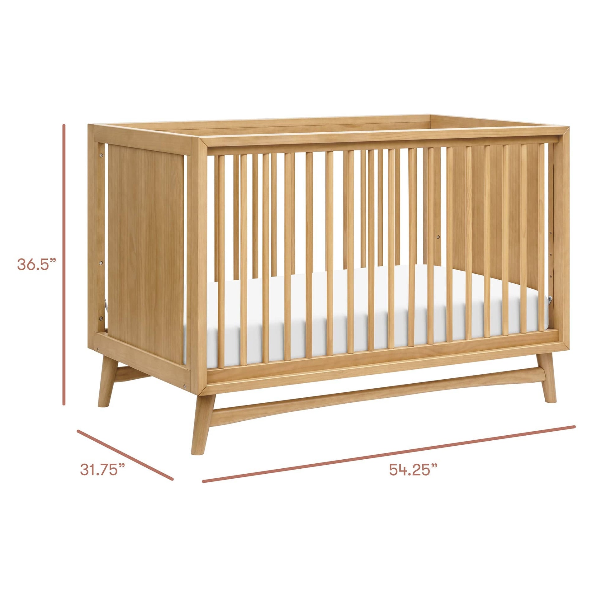 Babyletto Peggy Mid-Century 3-in-1 Convertible Crib w/Toddler Bed Conversion Kit - Honey - M15401HY