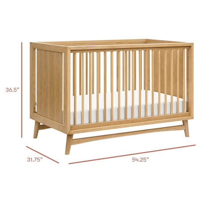 Babyletto Peggy Mid-Century 3-in-1 Convertible Crib w/Toddler Bed Conversion Kit - Honey - M15401HY
