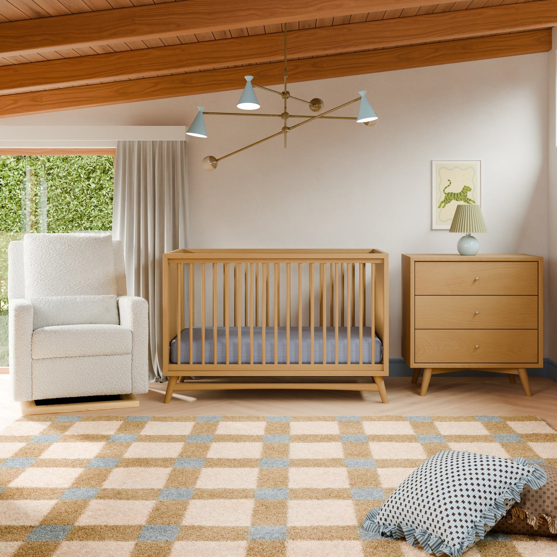 Babyletto Peggy Mid-Century 3-in-1 Convertible Crib w/Toddler Bed Conversion Kit - Honey - M15401HY