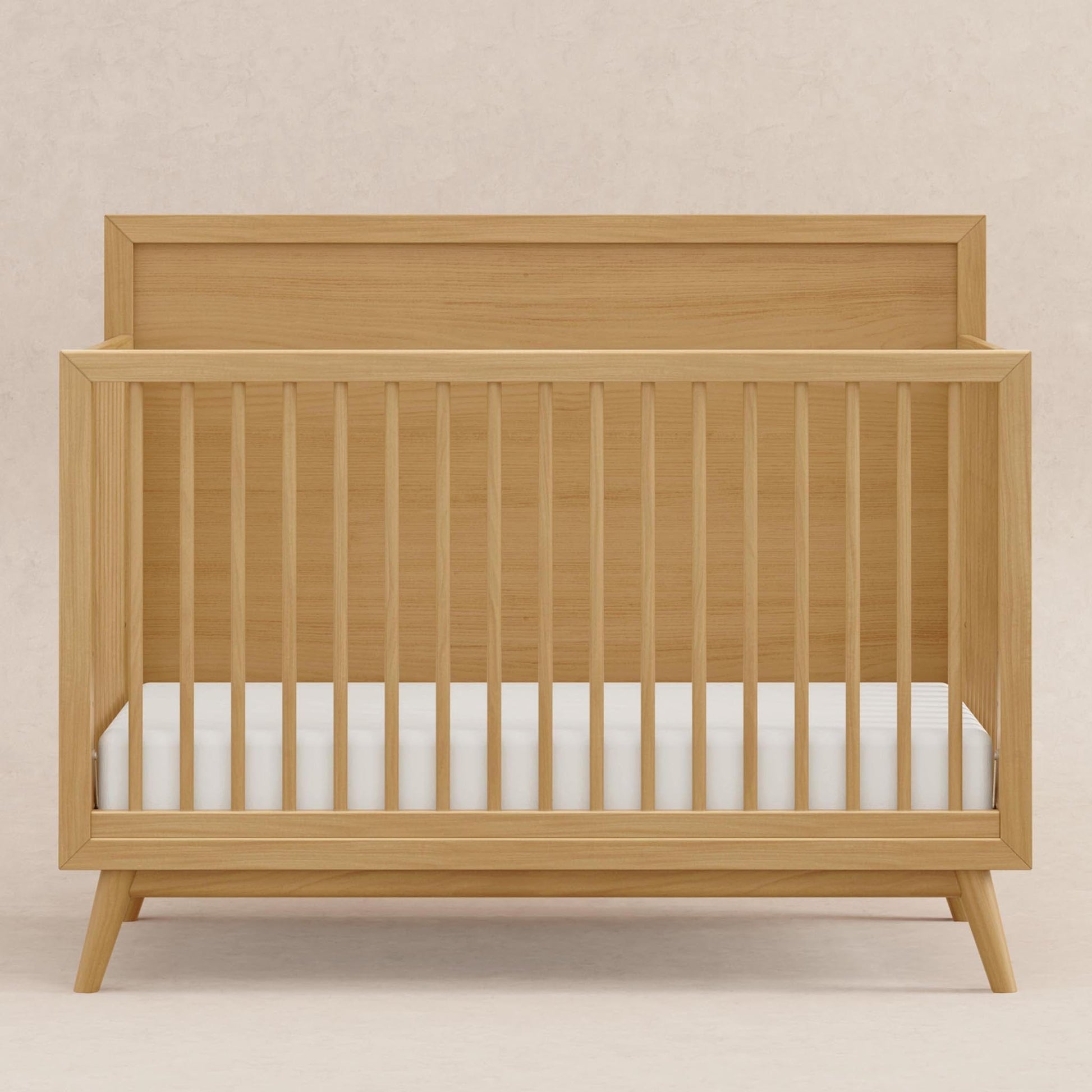Babyletto Palma Mid-Century 4-in-1 Convertible Crib w/ Toddler Bed Conversion - Honey - M15901HY