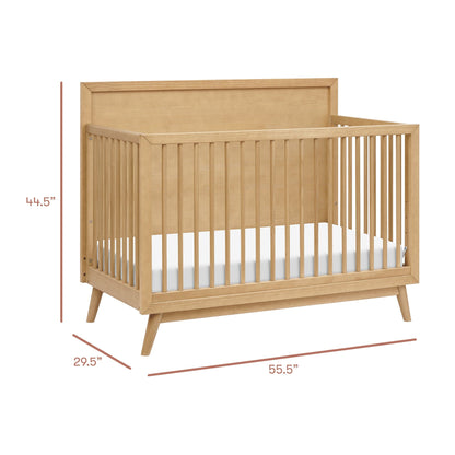 Babyletto Palma Mid-Century 4-in-1 Convertible Crib w/ Toddler Bed Conversion - Honey - M15901HY
