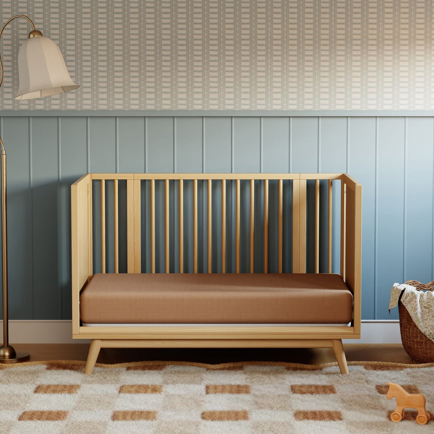 Babyletto Palma 8-in-1 Convertible All-Stages® Crib with Bassinet & Toddler Bed Kits - Honey