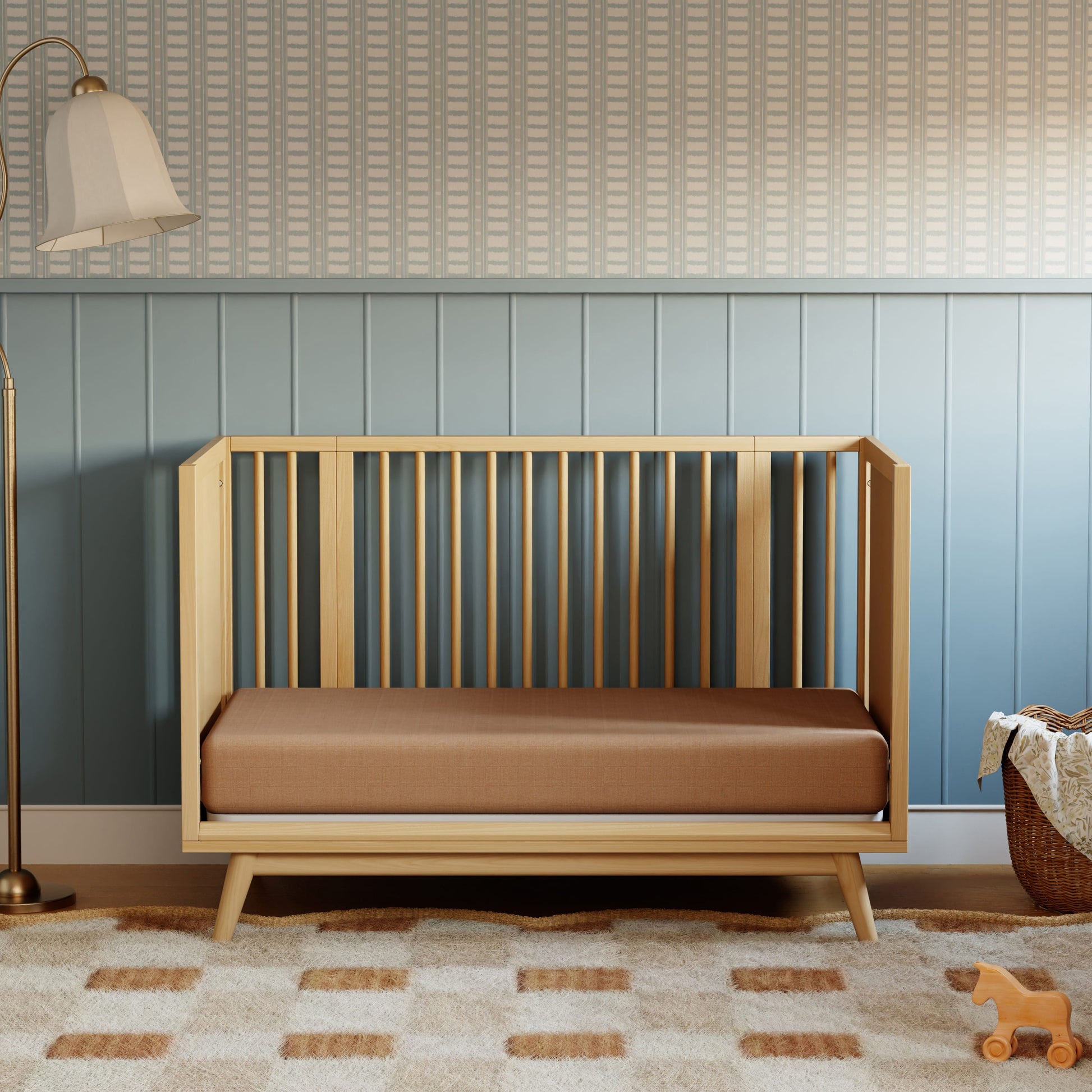 Babyletto Palma 8-in-1 Convertible All-Stages® Crib with Bassinet & Toddler Bed Kits - Honey
