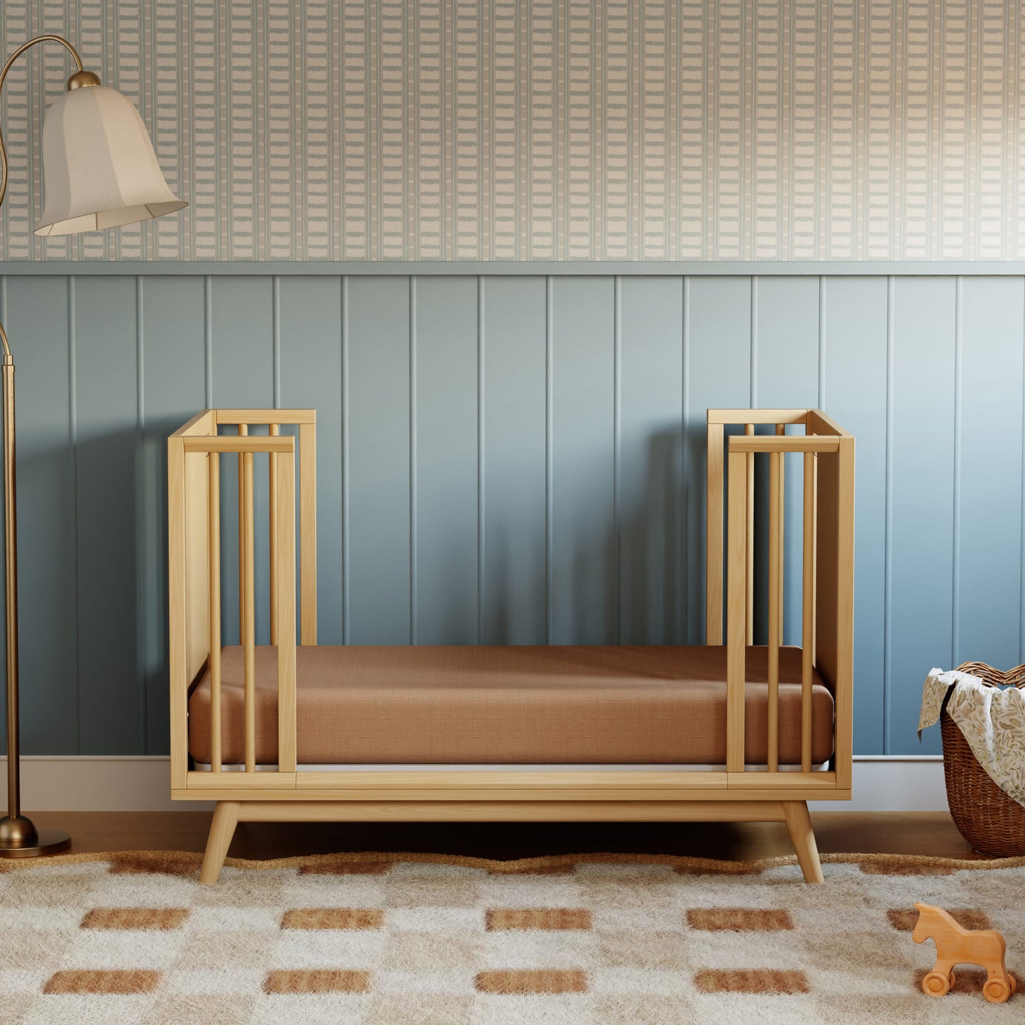 Babyletto Palma 8-in-1 Convertible All-Stages® Crib with Bassinet & Toddler Bed Kits - Honey