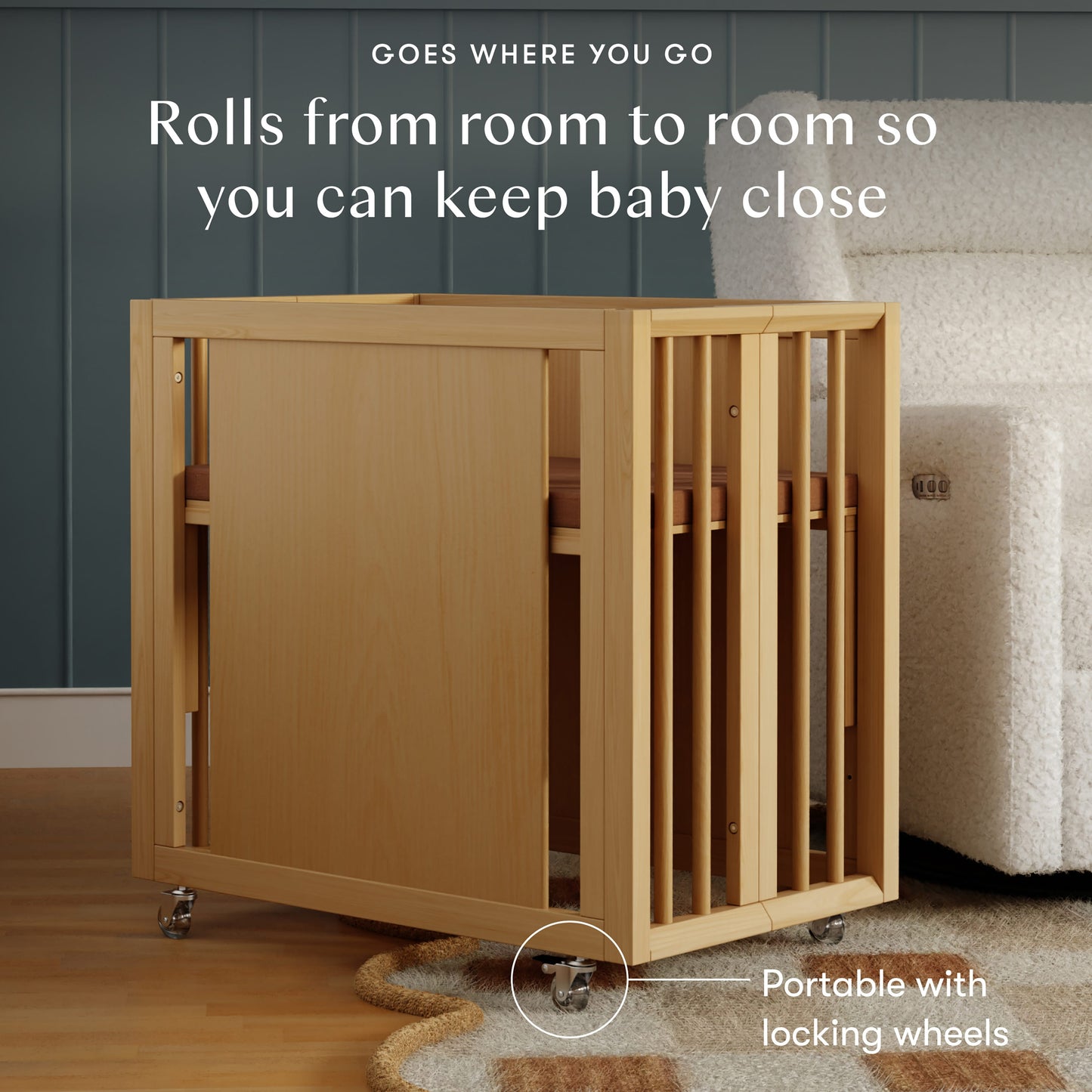 Babyletto Palma 8-in-1 Convertible All-Stages® Crib with Bassinet & Toddler Bed Kits - Honey
