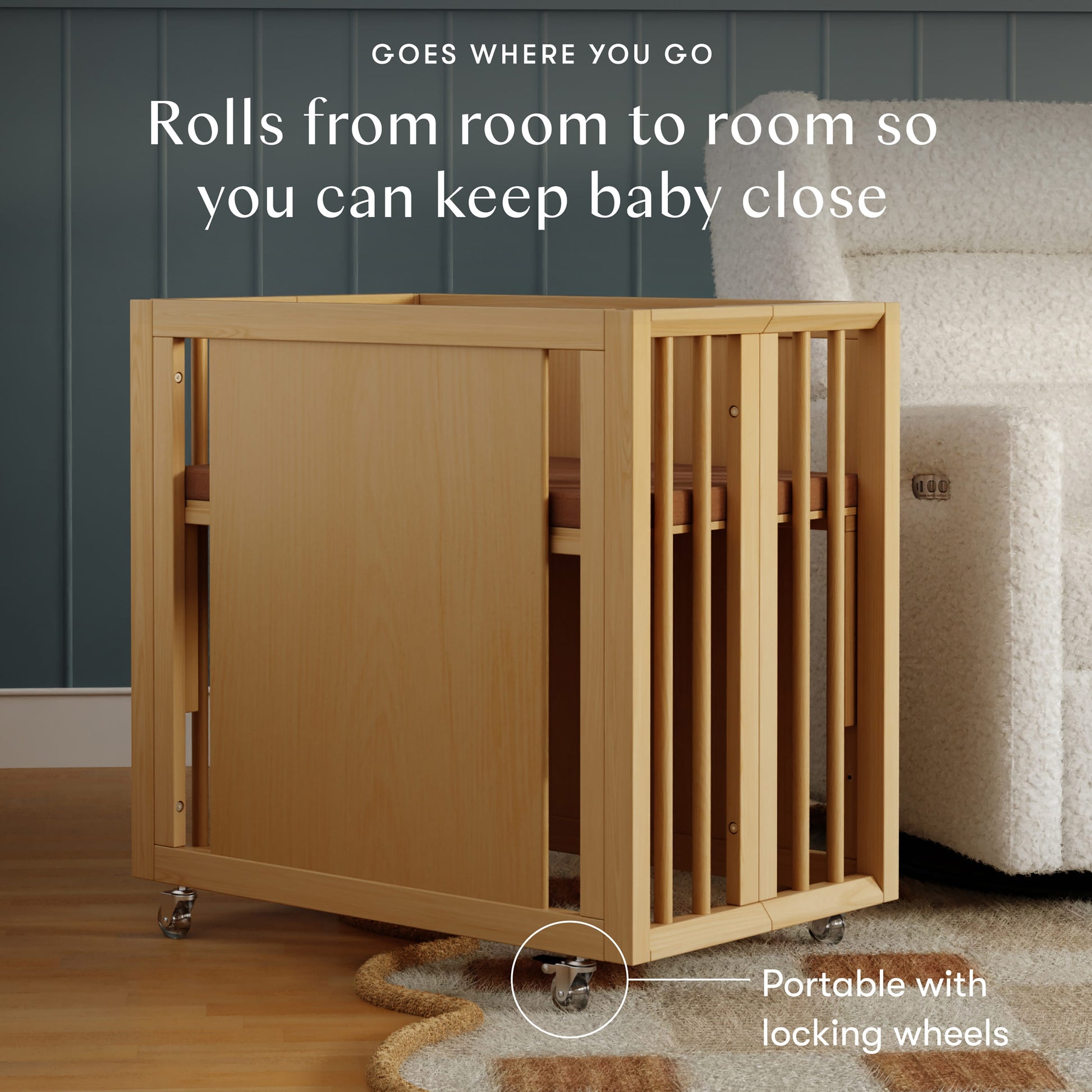 Babyletto Palma 8-in-1 Convertible All-Stages® Crib with Bassinet & Toddler Bed Kits - Honey