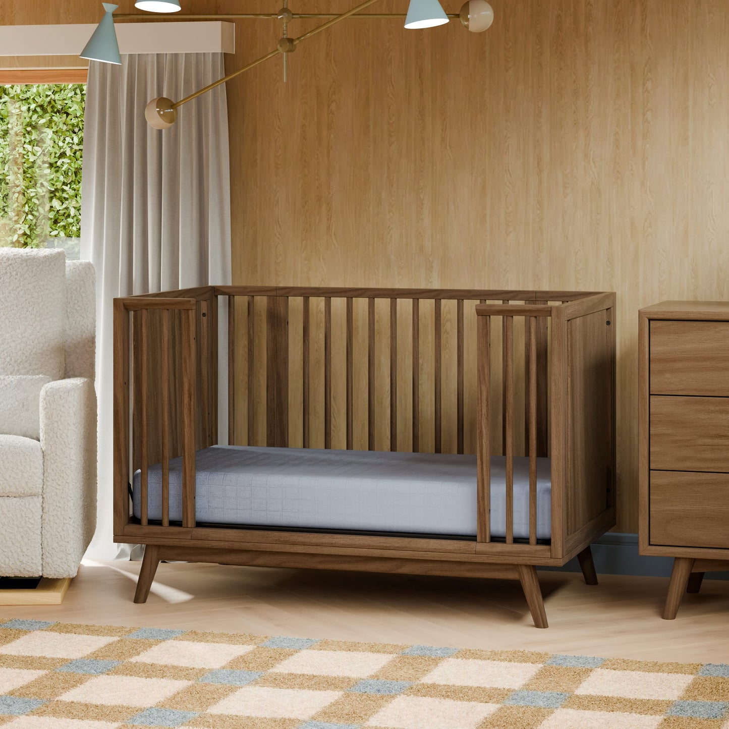 Babyletto Palma 8-in-1 Convertible All-Stages® Crib with Bassinet & Toddler Bed Kits - Natural Walnut