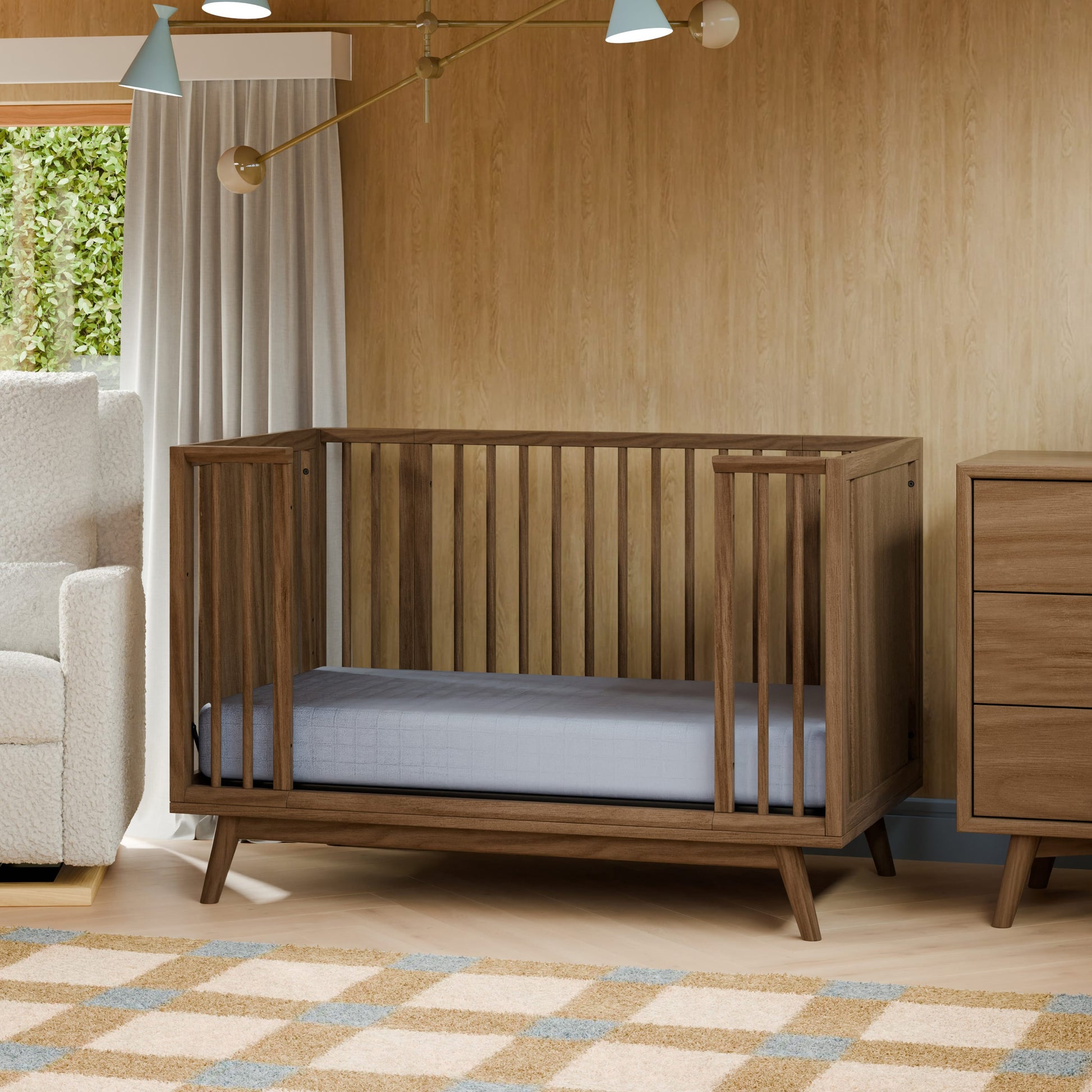 Babyletto Palma 8-in-1 Convertible All-Stages® Crib with Bassinet & Toddler Bed Kits - Natural Walnut