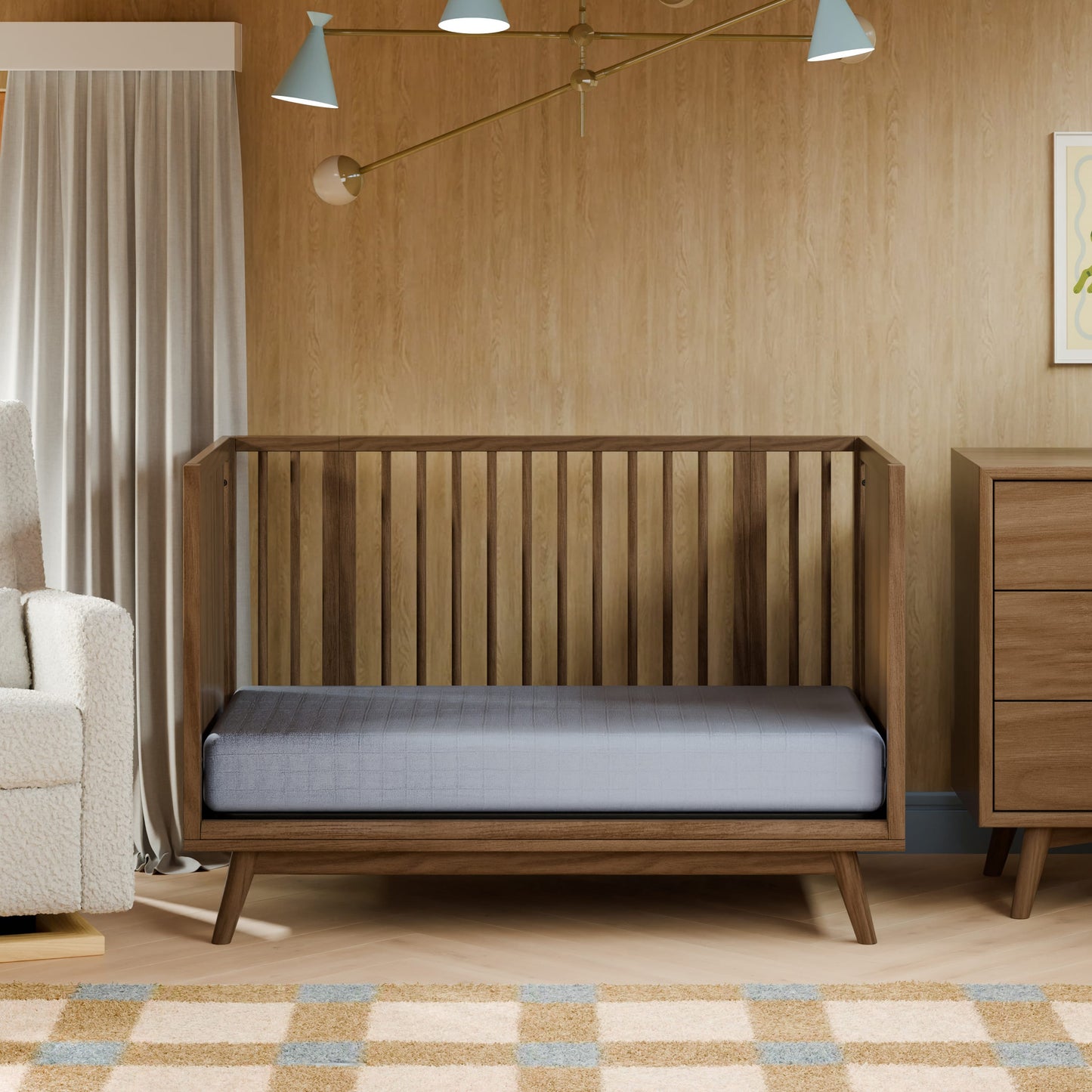 Babyletto Palma 8-in-1 Convertible All-Stages® Crib with Bassinet & Toddler Bed Kits - Natural Walnut