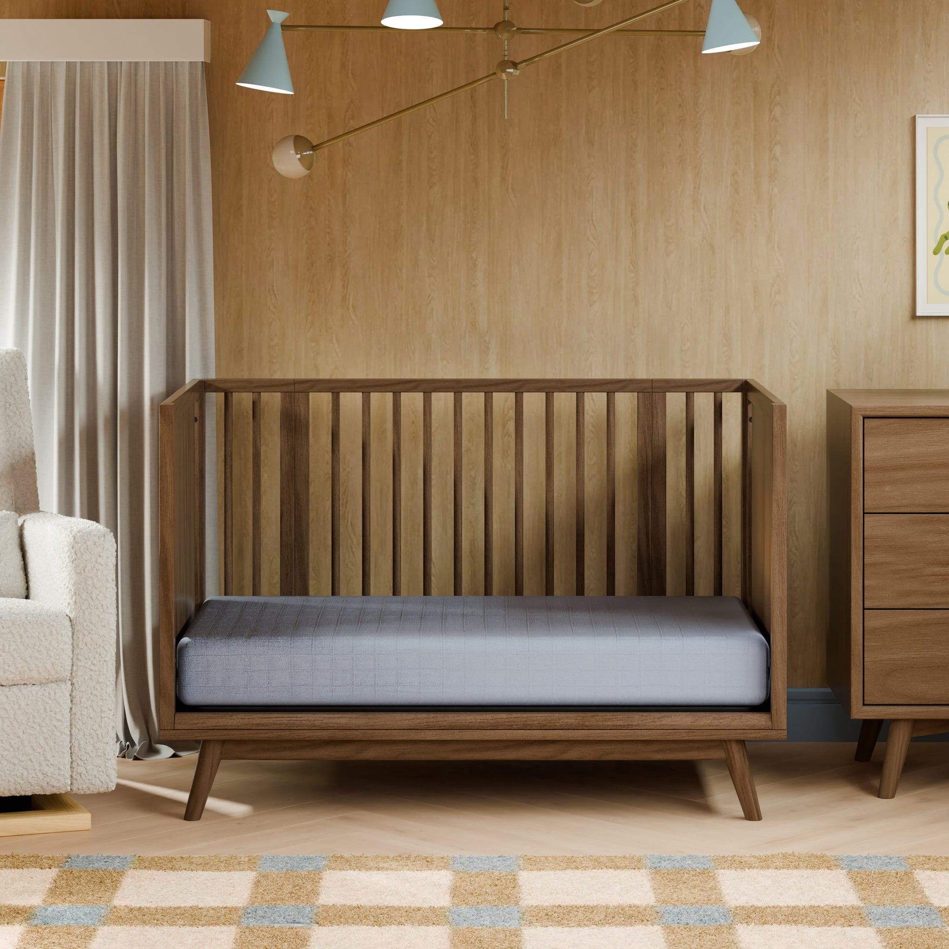 Babyletto Palma 8-in-1 Convertible All-Stages® Crib with Bassinet & Toddler Bed Kits - Natural Walnut