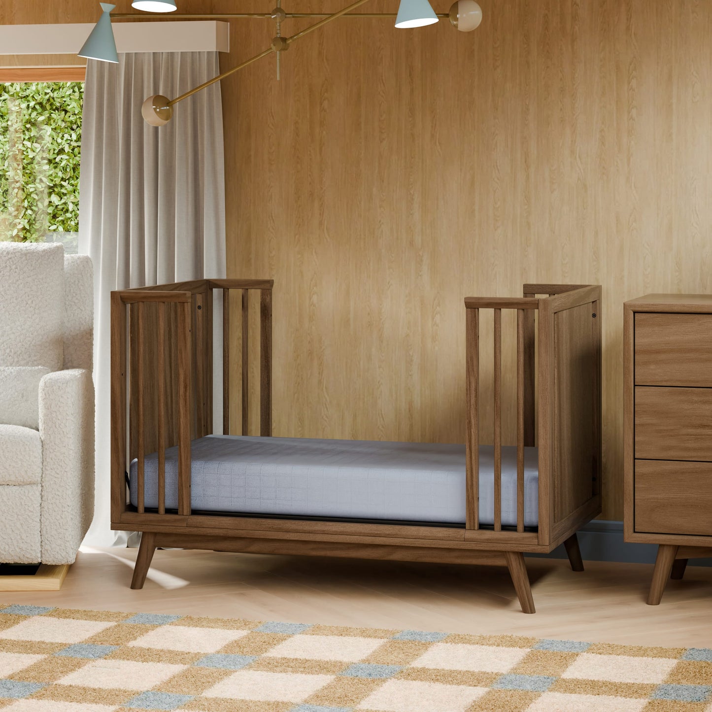 Babyletto Palma 8-in-1 Convertible All-Stages® Crib with Bassinet & Toddler Bed Kits - Natural Walnut